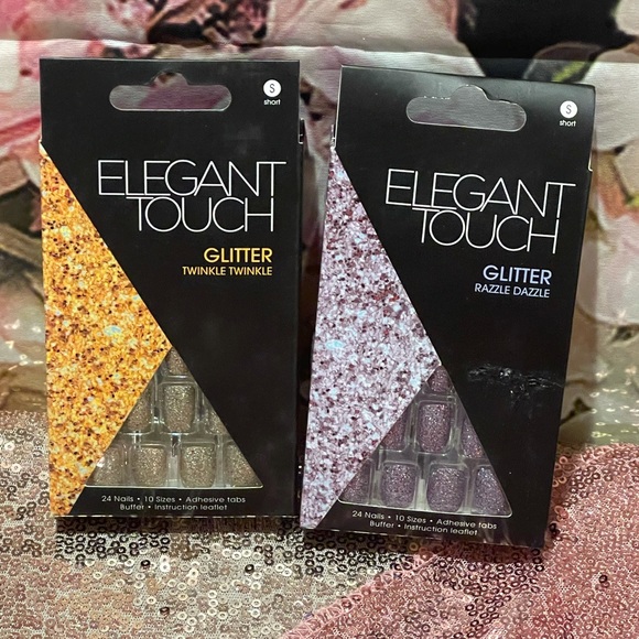 Elegant Touch Glitter, Press-On False Nails 2 Pack - Picture 1 of 8